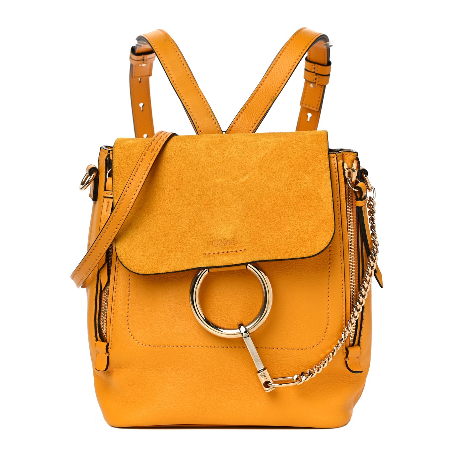 Suede Calfskin Small Faye Backpack Dusty Yellow