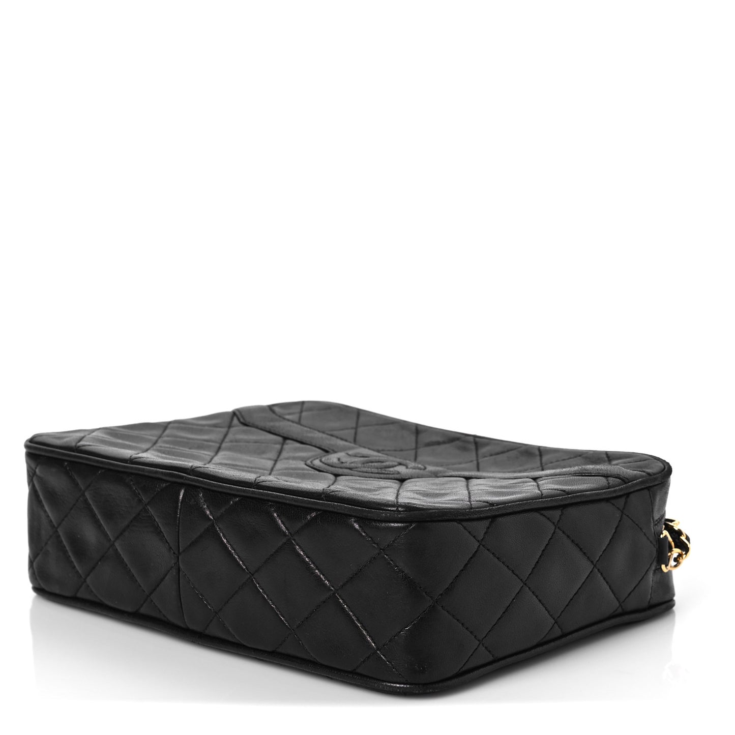 Lambskin Quilted CC Tassel Camera Case Black