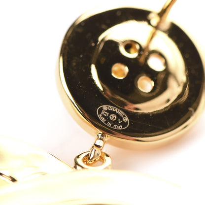 Chanel Metal Large Paris Button Earrings Gold 4 of 5