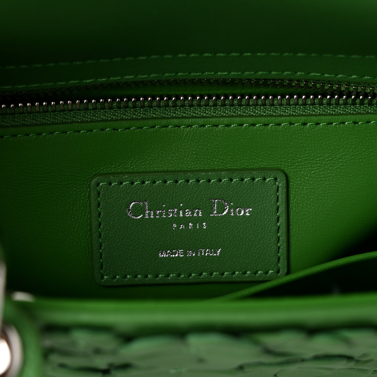 Christian Dior Lambskin Clover Allover Embroidered Mini Lady Dior Lucky Green 6 of 10