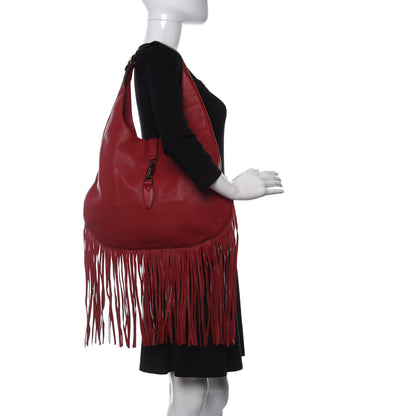 Gucci Cellarius Calfskin Large New Jackie Nouveau Fringe Hobo Red Flame 2 of 10