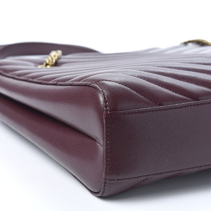 Saint Laurent Grain de Poudre Matelasse Chevron Medium Tribeca Shopping Bag Rouge Legion 5 of 9