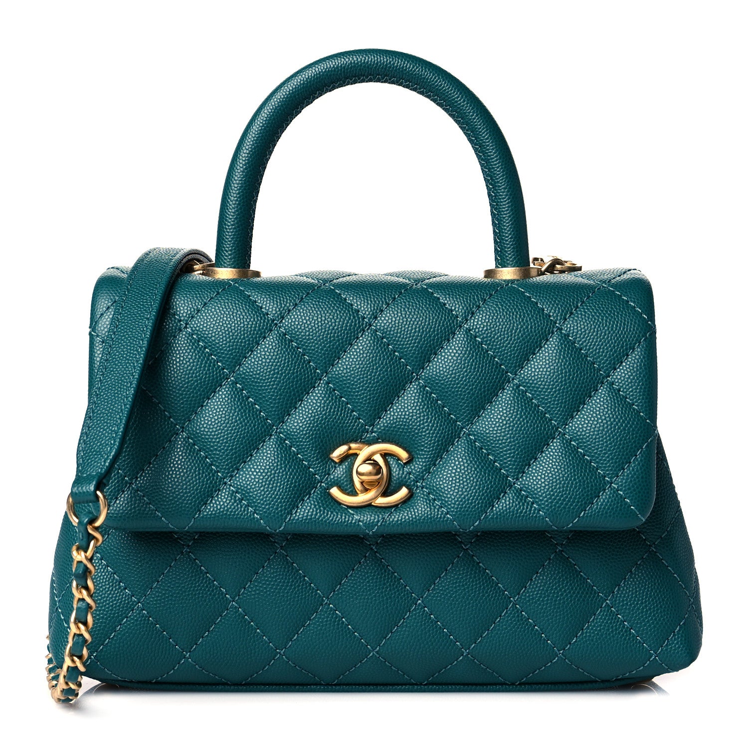Chanel Caviar Quilted Mini Coco Handle Flap Green 1 of 11