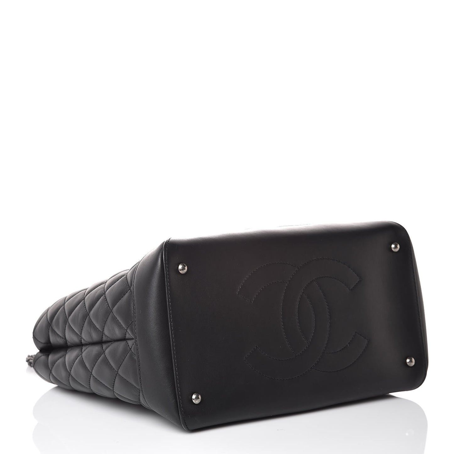 Calfskin Quilted Small Easy Shopping Tote Black