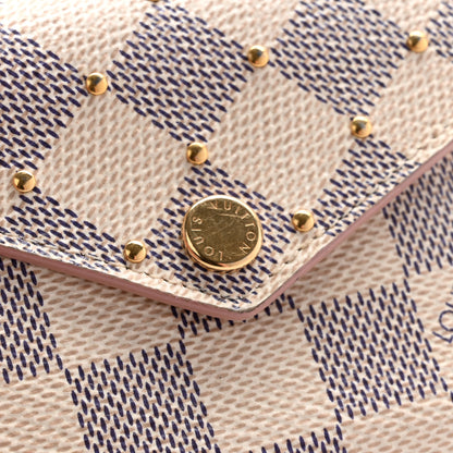 Louis Vuitton Damier Azur Studded Zoe Wallet Rose Ballerine 10 of 12