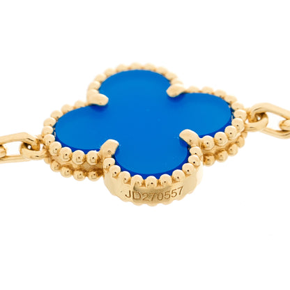 Van Cleef & Arpels 18K Yellow Gold Blue Agate 5 Motifs Vintage Alhambra Bracelet 4 of 5