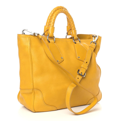 Prada Vitello Daino Braided Tote Mimosa 3 of 14