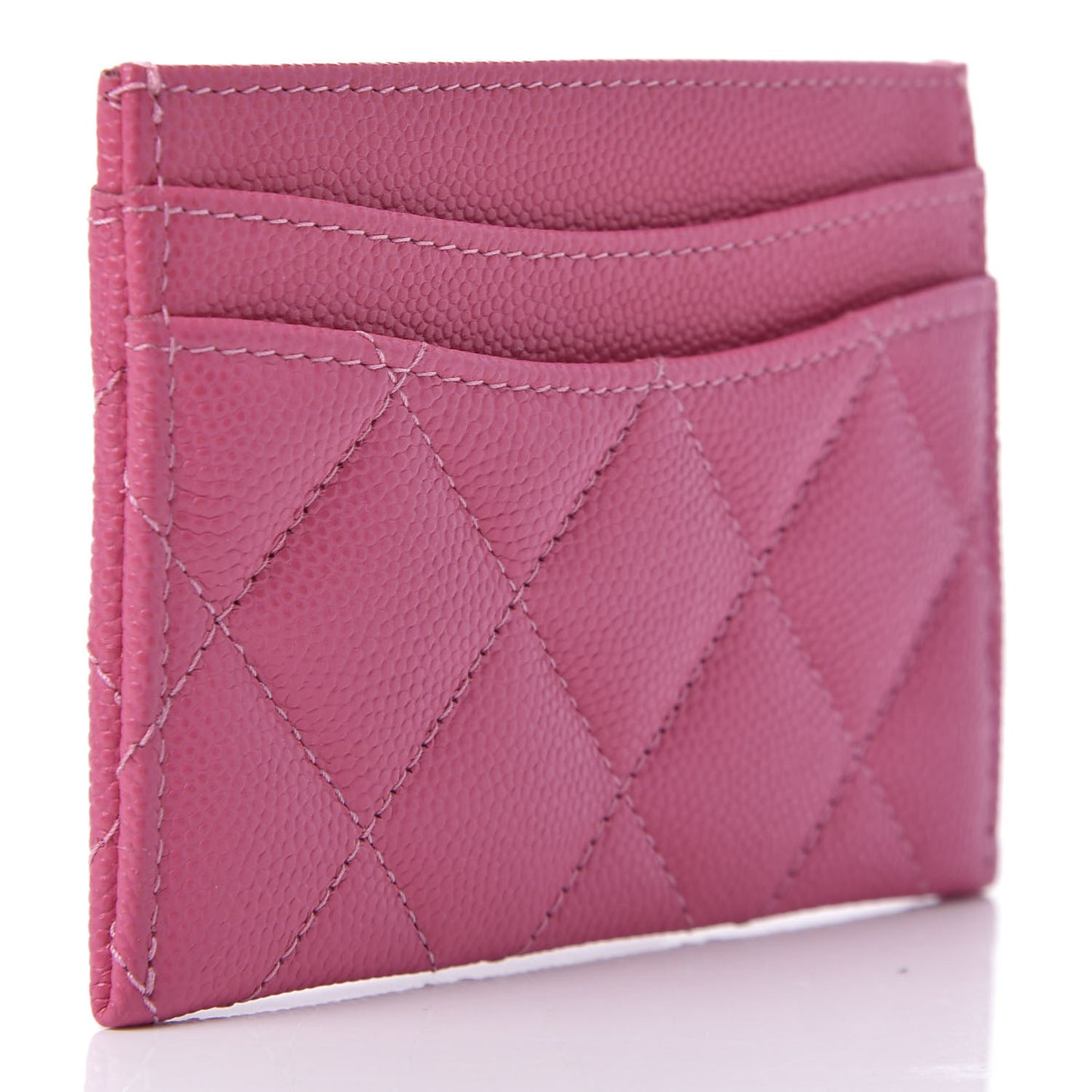 Caviar Quilted Card Holder Pink