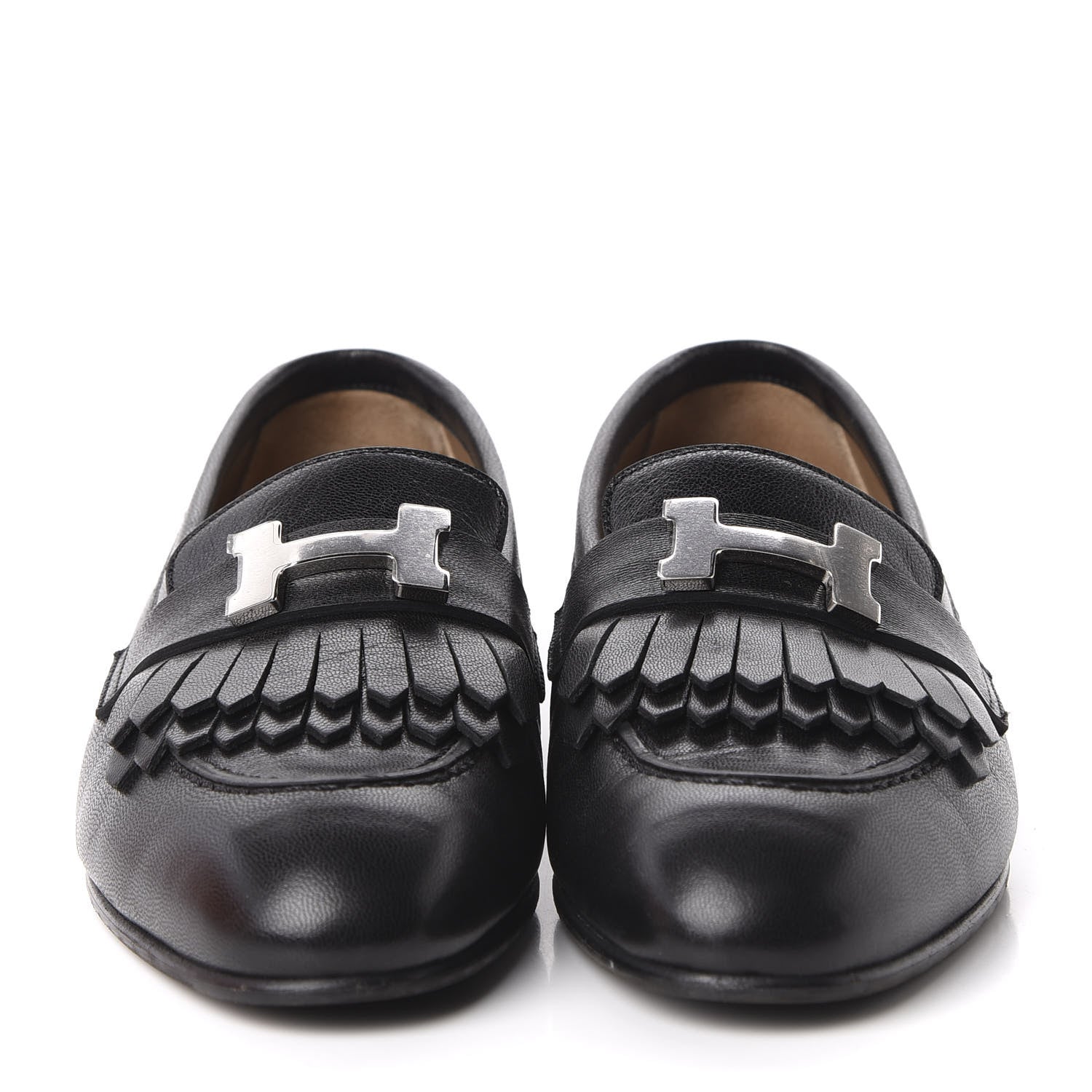 Hermes Goatskin Womens Royal Loafers 35 Black 2 of 10
