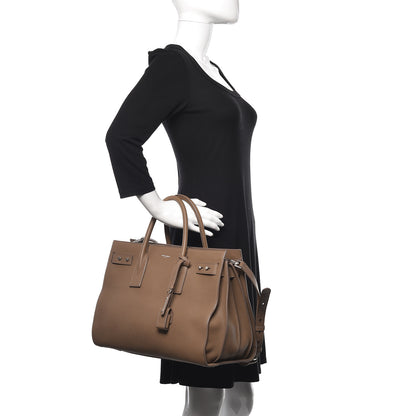 Saint Laurent Grained Calfskin Medium Souple Sac De Jour Taupe 2 of 15