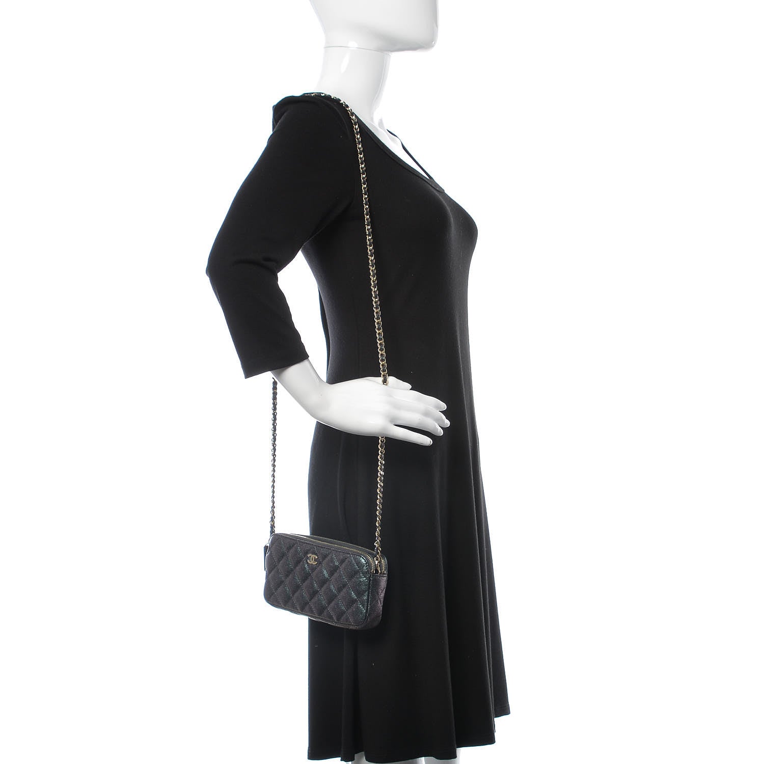 Chanel Iridescent Caviar Quilted Clutch With Chain Black 2 of 11