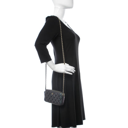 Chanel Iridescent Caviar Quilted Clutch With Chain Black 2 of 11