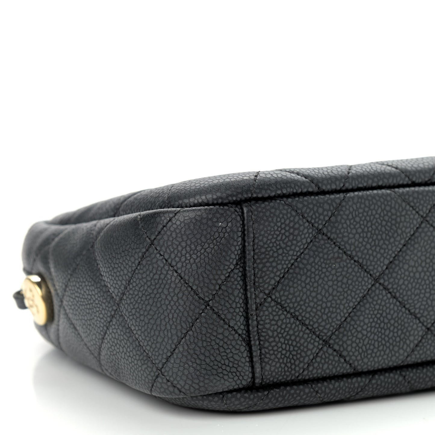 Iridescent Caviar Quilted Small Coco Tassel Camera Case Black