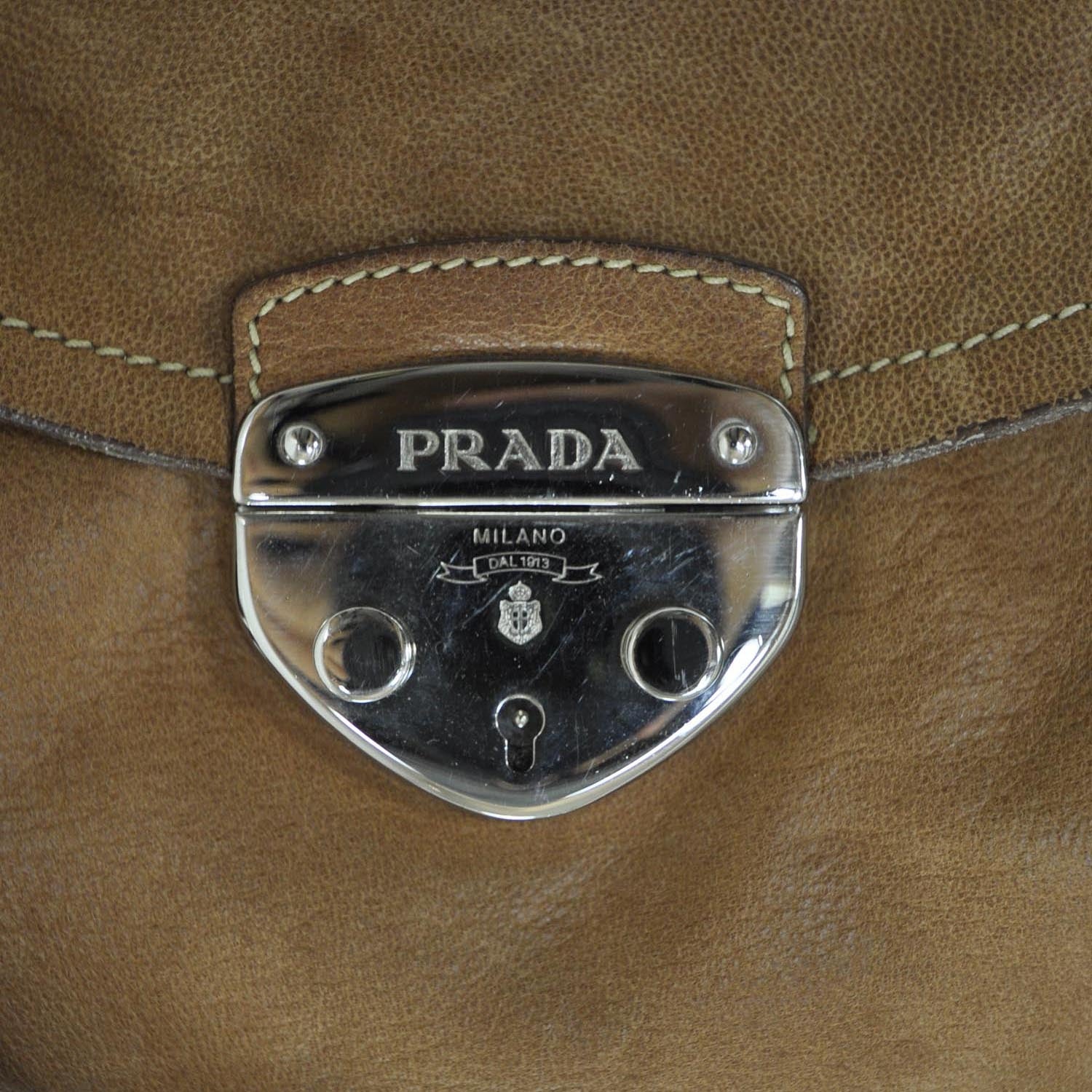 Prada Leather Pushlock Flap Shoulder Bag 6 of 9