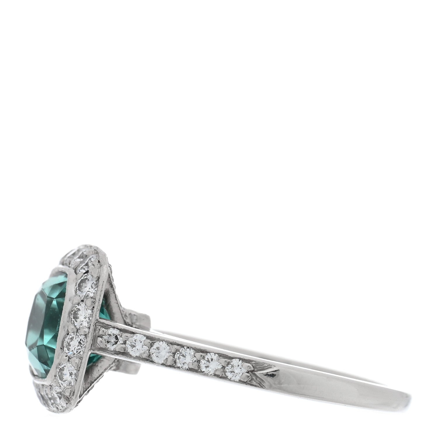 Tiffany Platinum Diamond Green Tourmaline Legacy Ring 46 3.75 5 of 7