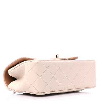 Chanel Lambskin Quilted Bi-Color Mini Top Handle Rectangular Flap Ecru Dark Beige 4 of 10