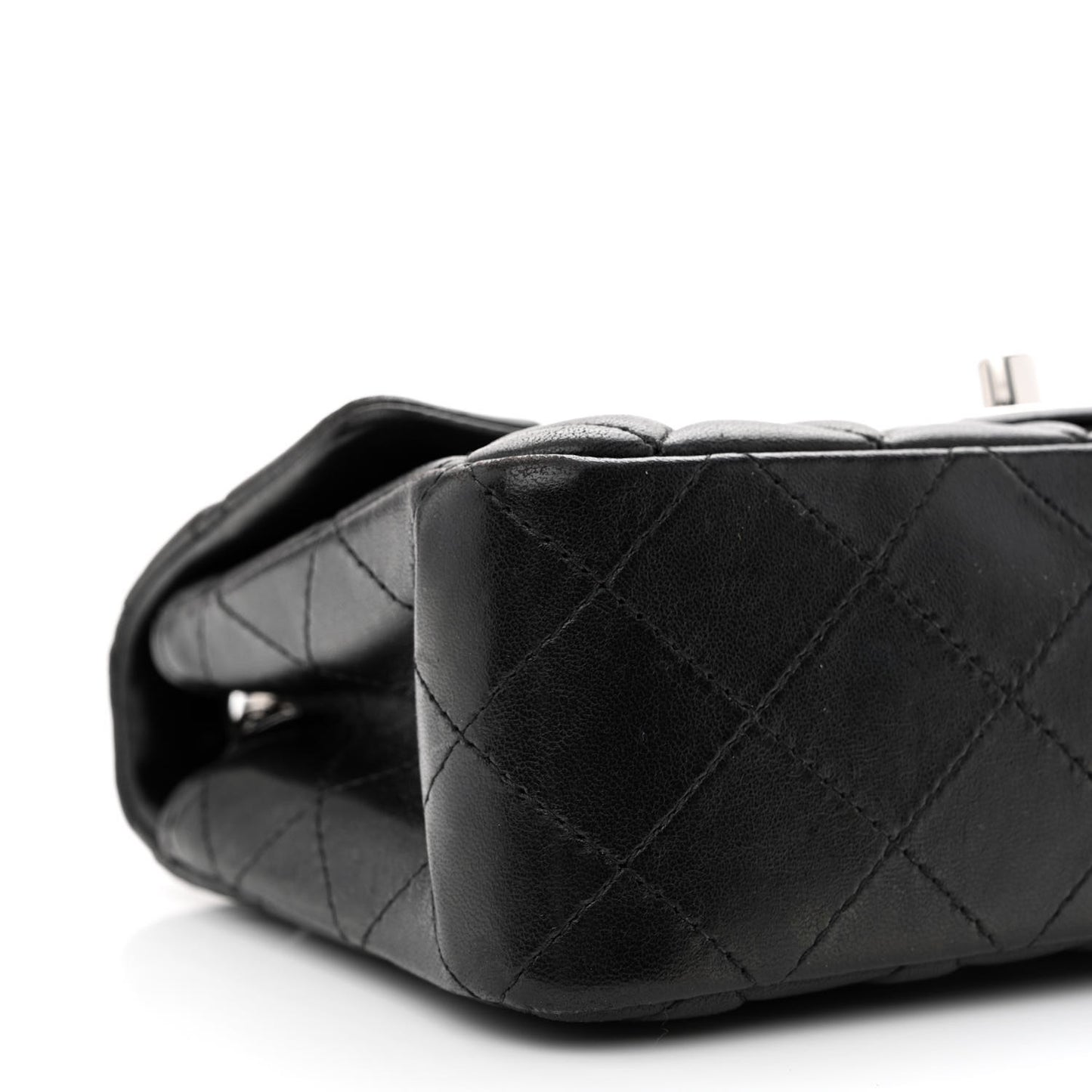 Lambskin Quilted Mini Rectangular Flap Black