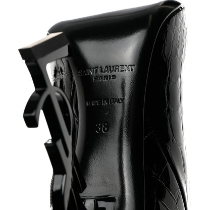 Saint Laurent Alligator Embossed Patent Calfskin Opyum 110 Ankle Boots 38 Black 6 of 9