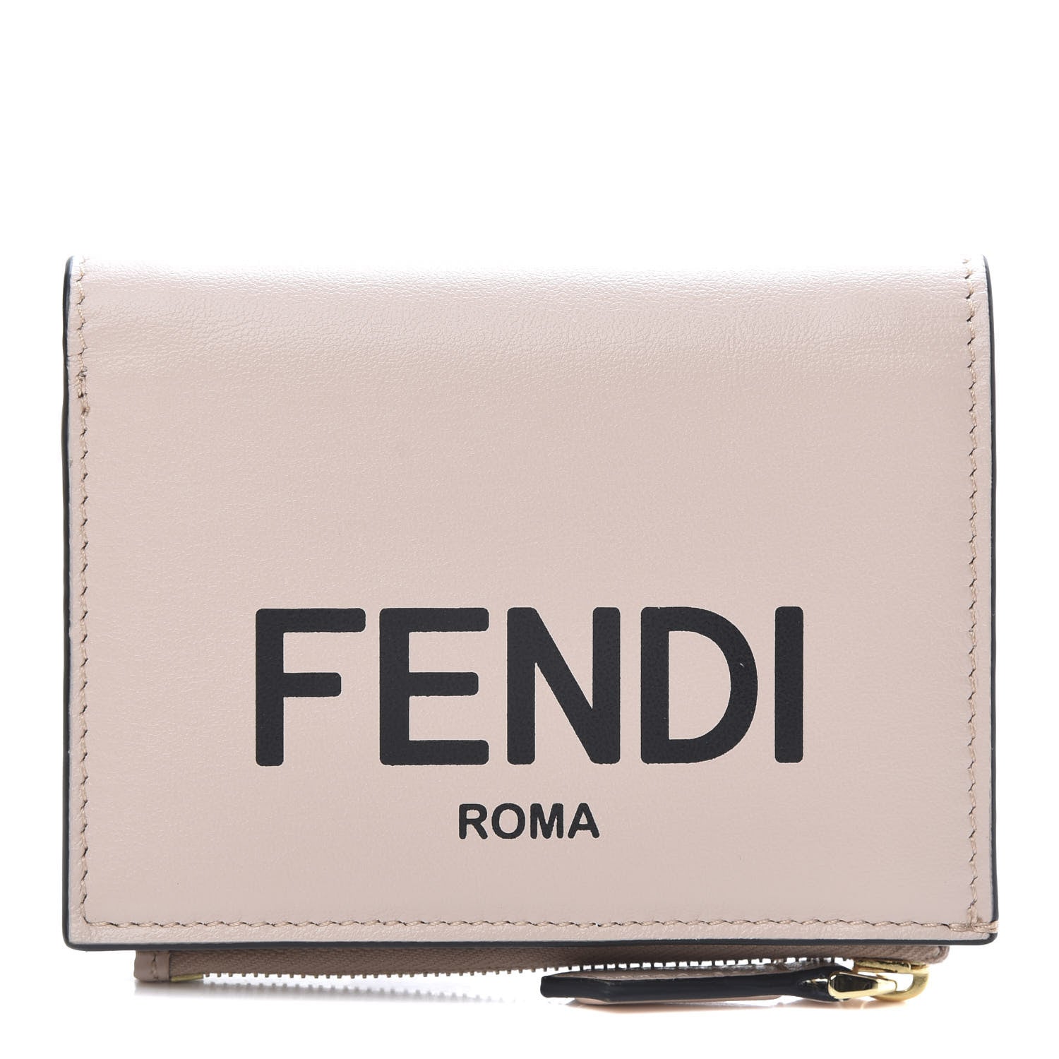 Fendi Vitello Fluffy Logo Medium Wallet Rosa Quarzo Black 1 of 8