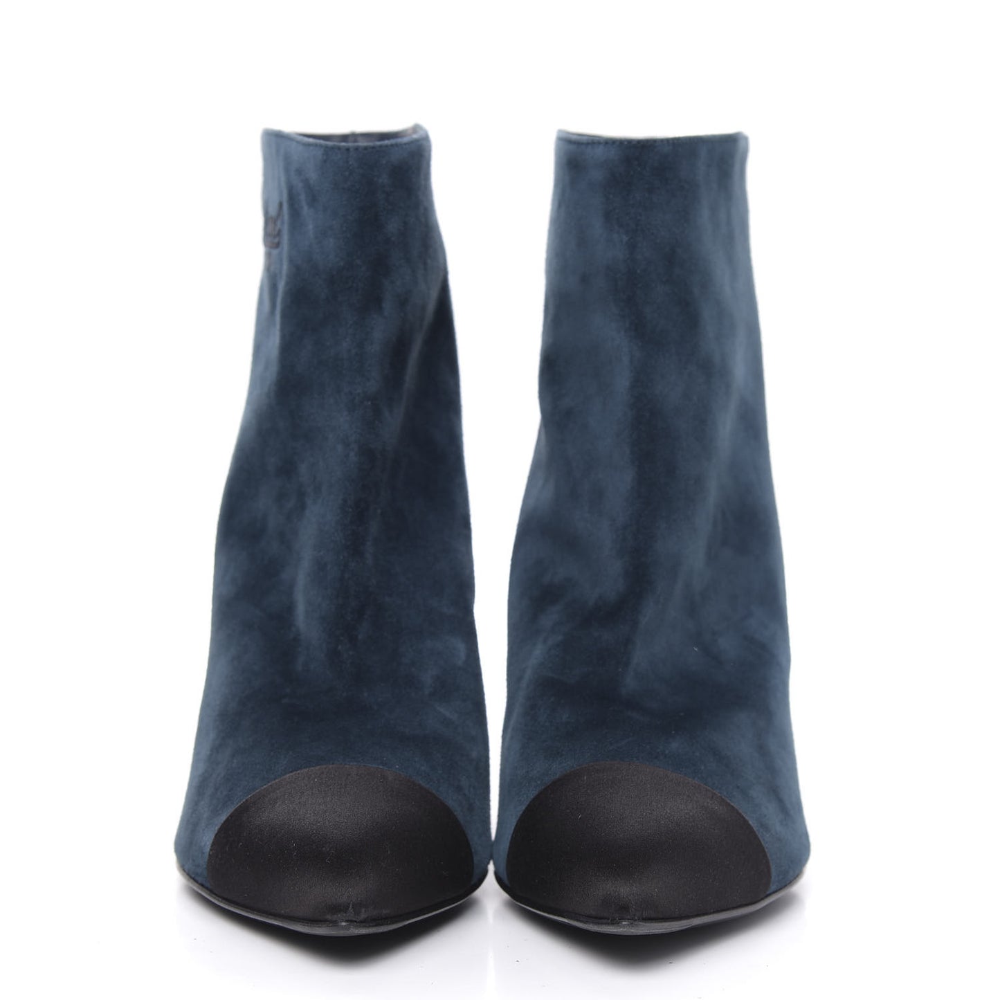 Suede Calfskin Satin Gabrielle Cap Toe Short Boots 39.5 Teal Black