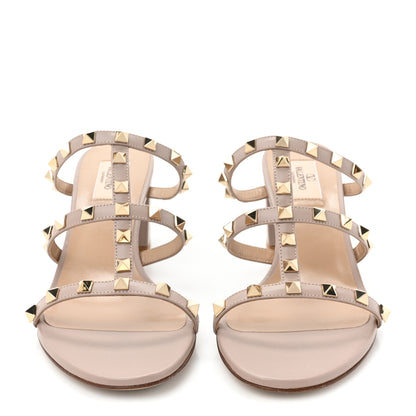Valentino Garavani Calfskin Rockstud 60mm Caged Slide Sandals 40 Poudre 2 of 8