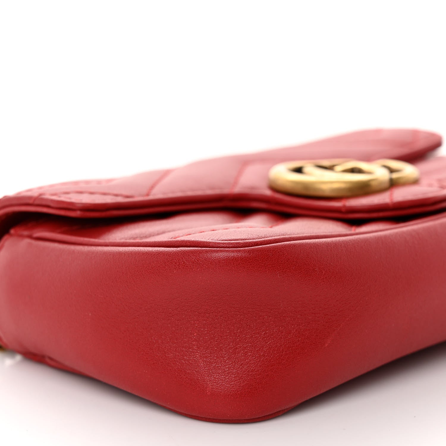 Gucci Calfskin Matelasse Super Mini GG Marmont Shoulder Bag Hibiscus Red 9 of 11