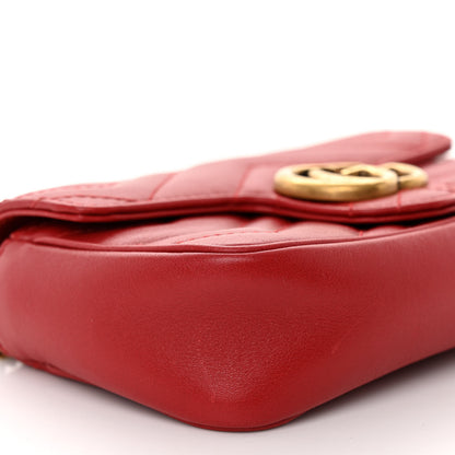 Gucci Calfskin Matelasse Super Mini GG Marmont Shoulder Bag Hibiscus Red 9 of 11