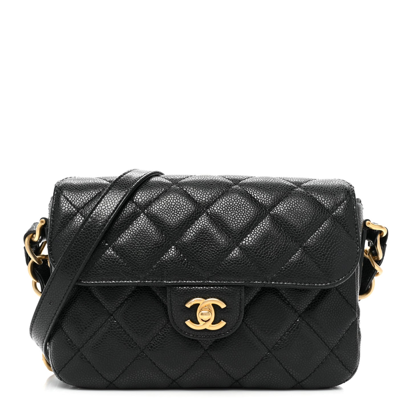 Caviar Quilted Small Chain Flap Black