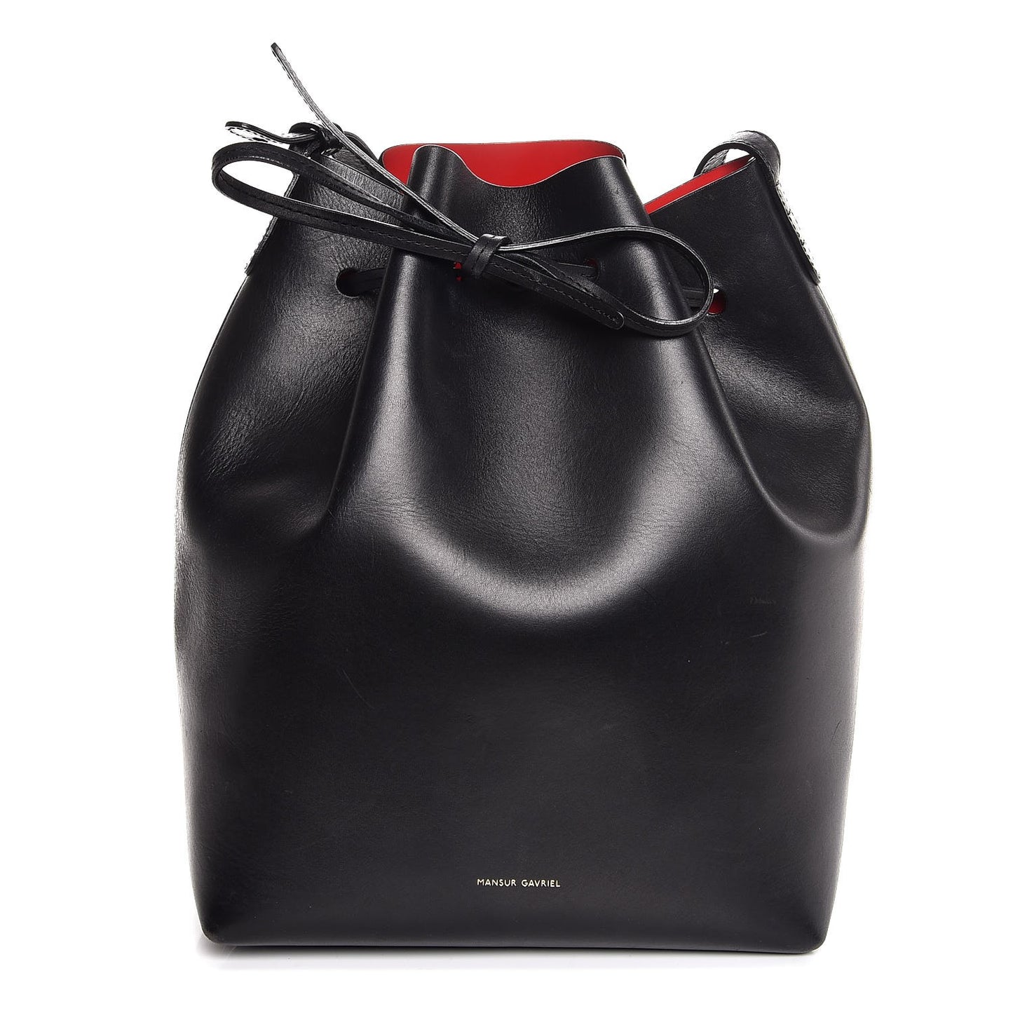 Vegetable Tanned Calfskin Bucket Bag Black Flamma