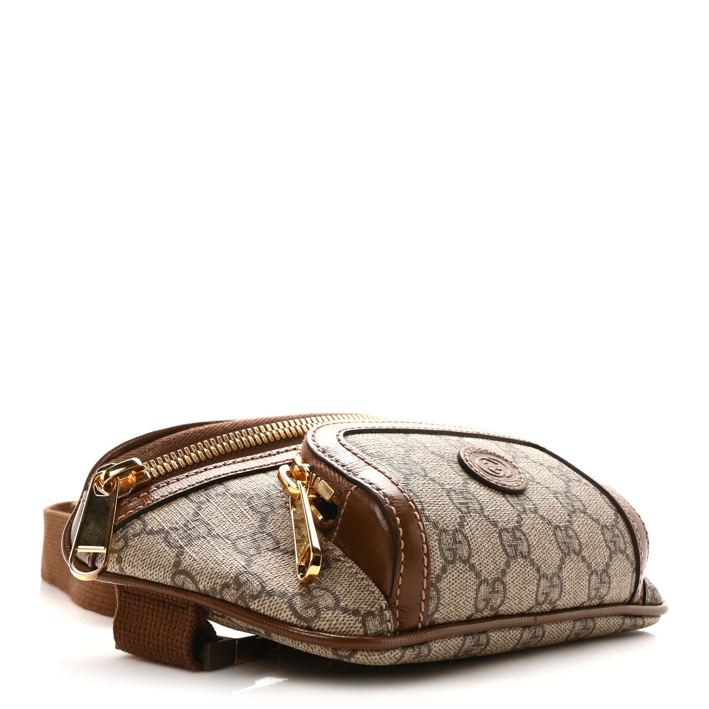 GG Supreme Monogram Textured Calfskin Retro Interlocking G Belt Bag Beige Ebony Brown Sugar