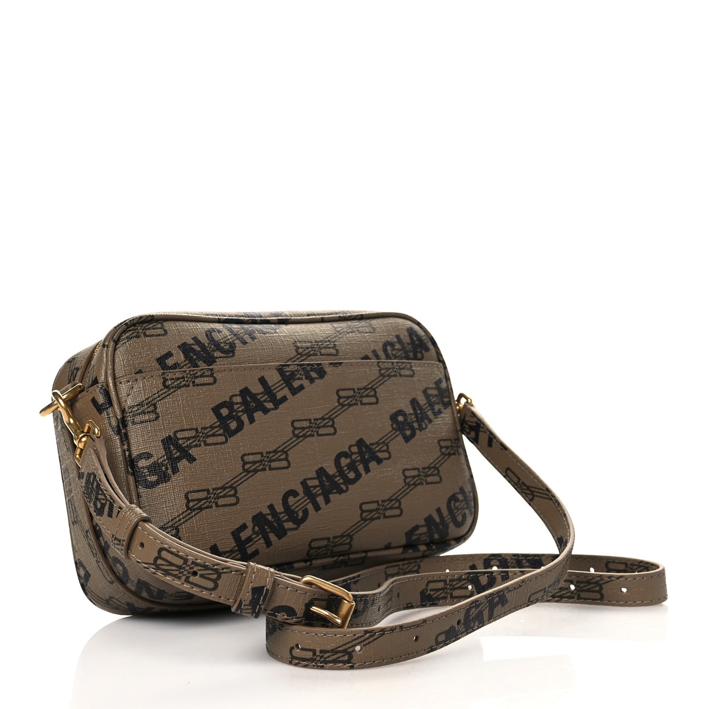 Coated Canvas BB Monogram Allover Logo Small Camera Bag Beige Brown Black