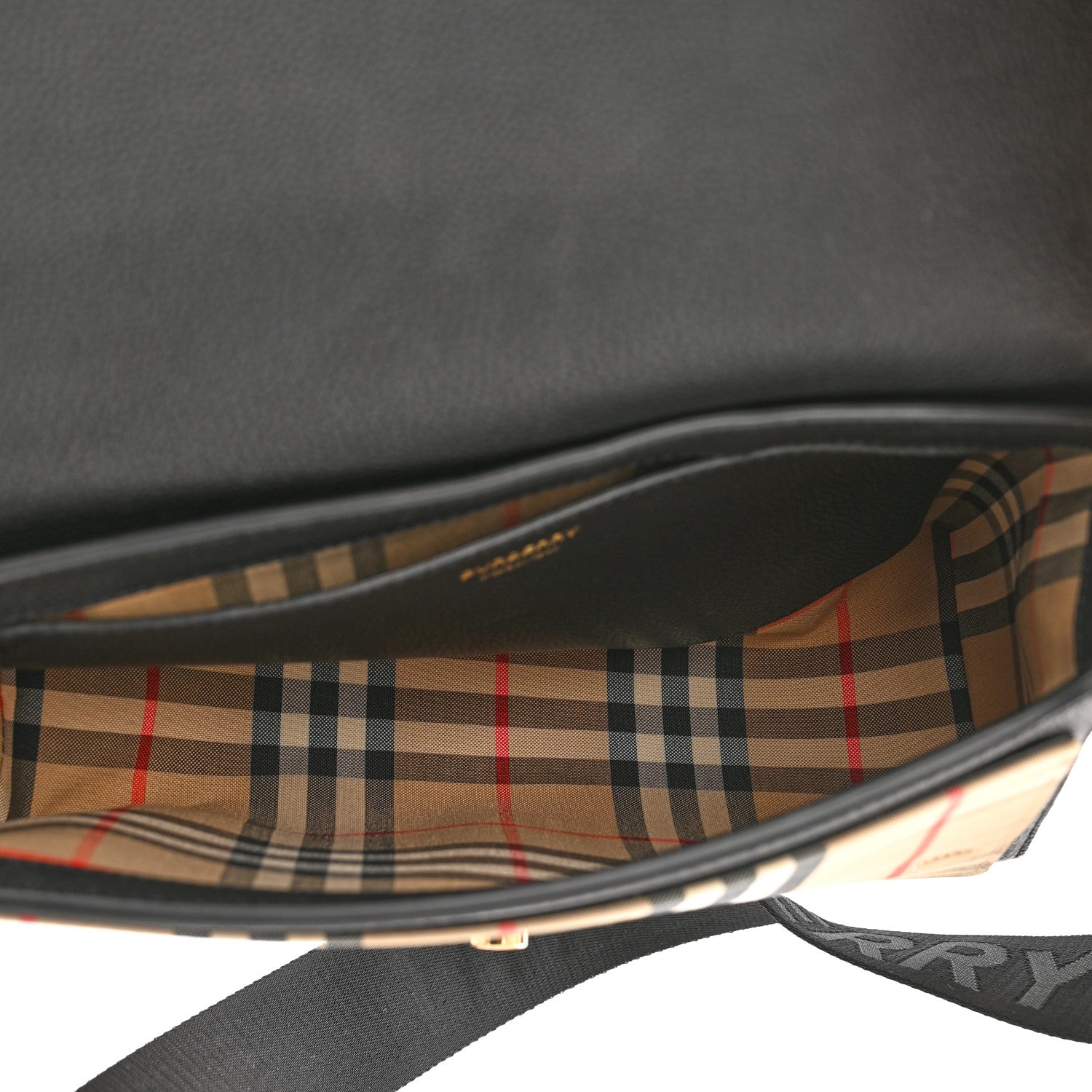 Burberry Grainy Calfskin Vintage Check Note Crossbody Bag Black 5 of 10