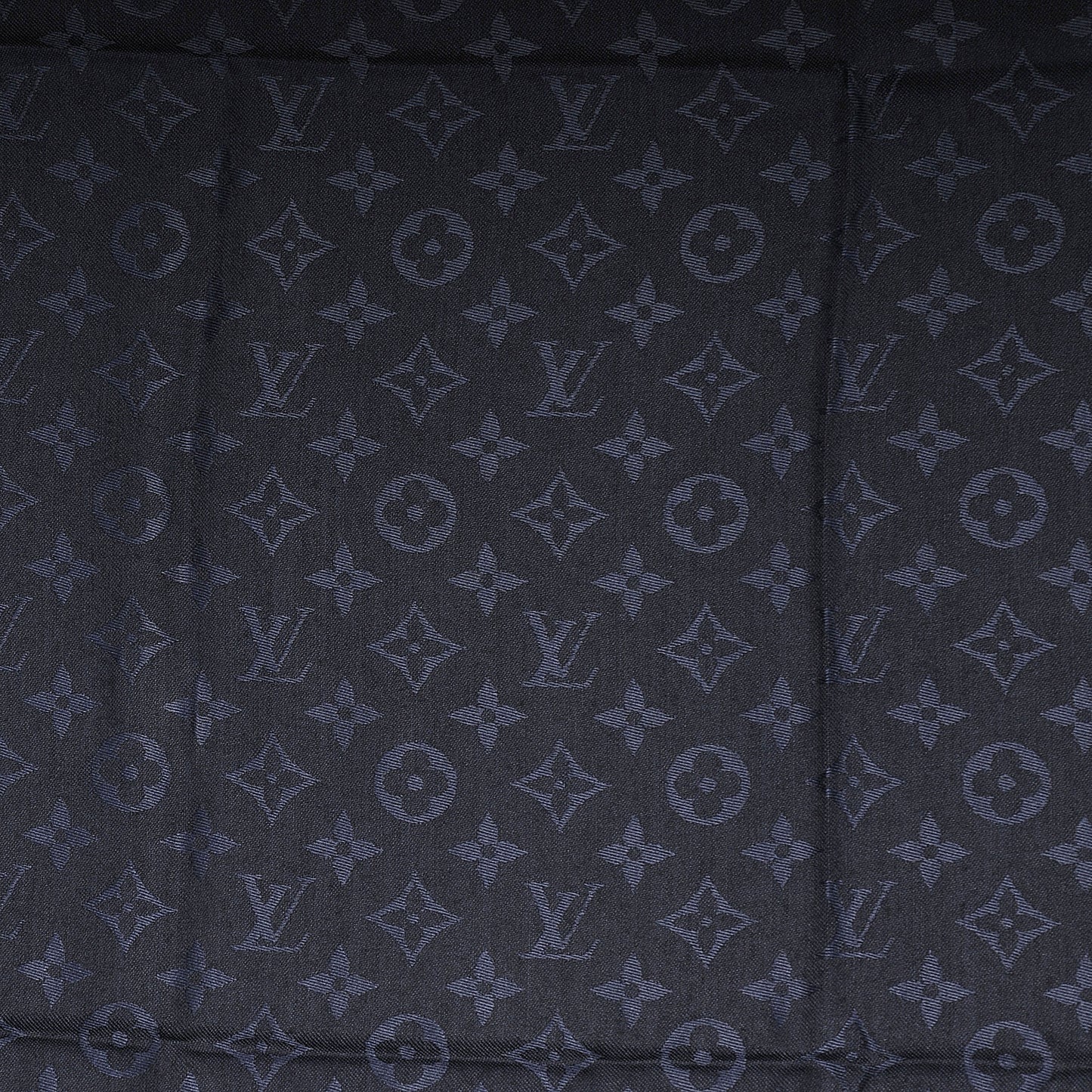 Wool Silk Monogram Shawl Night Blue