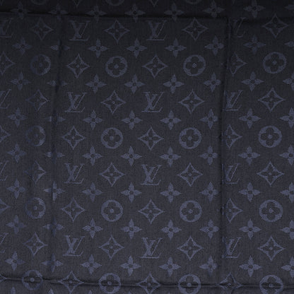 Louis Vuitton Wool Silk Monogram Shawl Night Blue 4 of 5