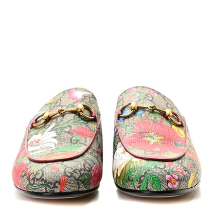 Gucci GG Supreme Monogram Flora Womens Princetown Slippers 36 Beige Ebony Multicolor Rosso 6 of 9