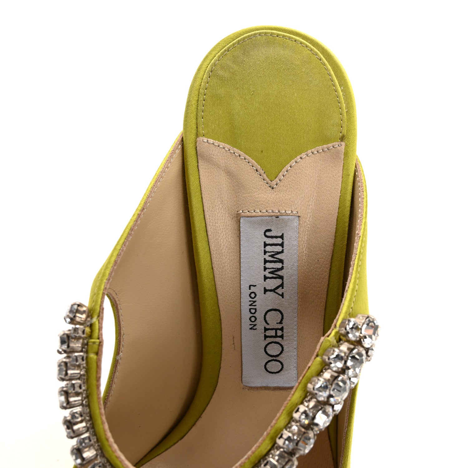 Jimmy Choo Satin Crystal Bing 85 Pumps 38.5 Lime 7 of 9