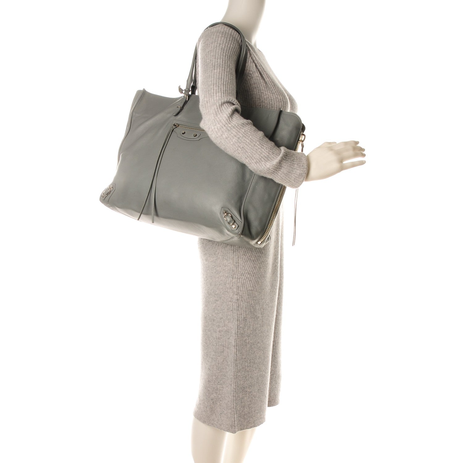 Balenciaga Veau Papier A4 Zip Around Tote Grey 2 of 10