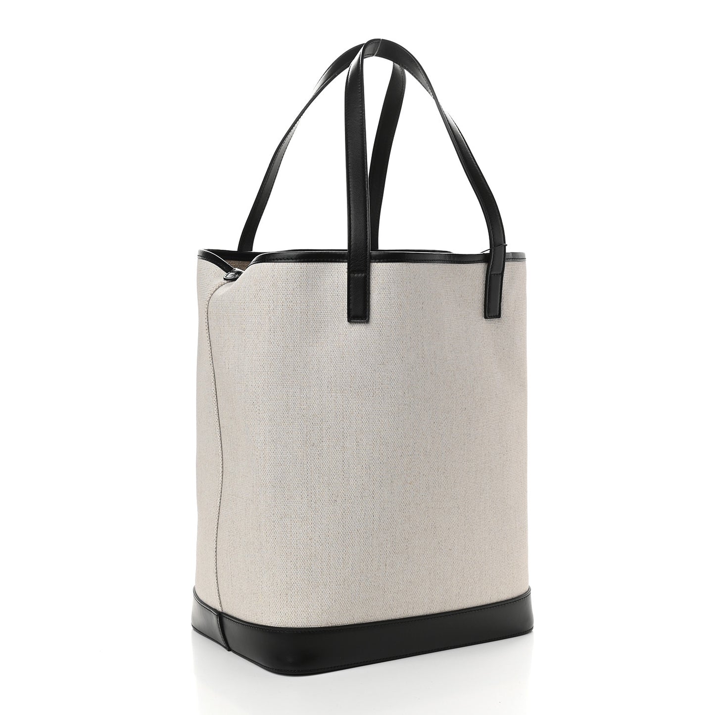 Canvas Calfskin Teddy Drawstring Shopping Tote White Black
