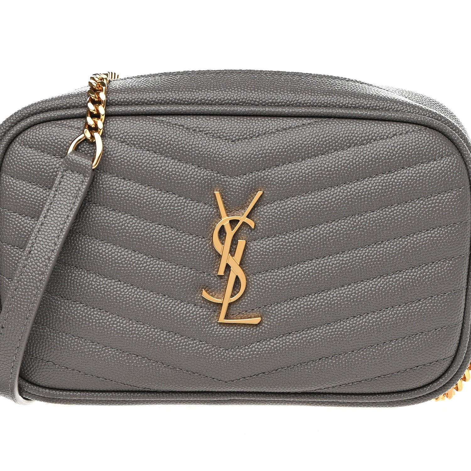 Saint Laurent Grain De Poudre Matelasse Monogram Mini Lou Camera Bag Fog 8 of 10