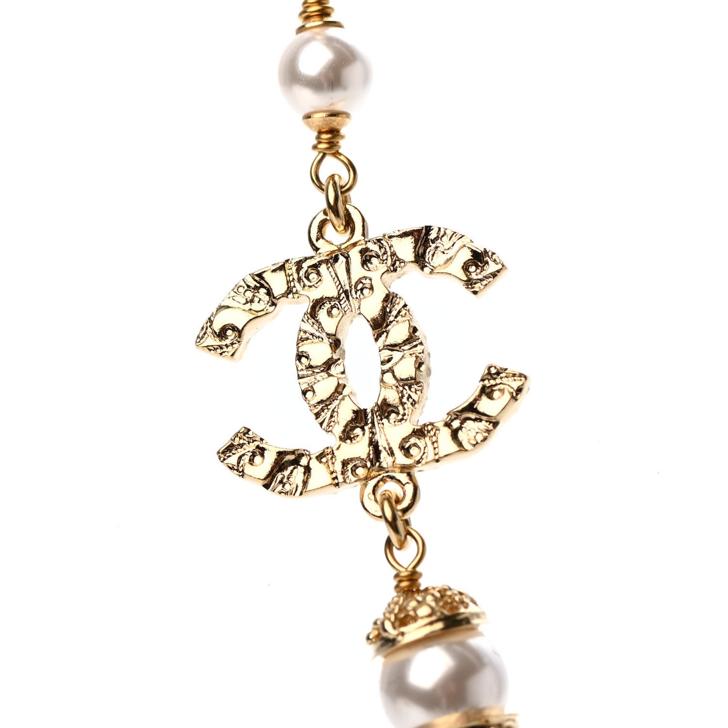 Crystal Pearl CC Short Necklace Gold