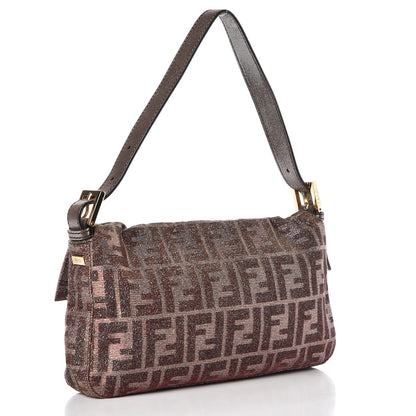 Fendi Metallic Lurex Zucca Baguette Tobacco Gold 4 of 9