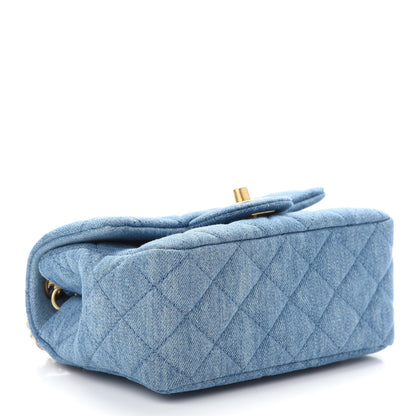 Chanel Denim Quilted Mini Pearl Crush Flap Blue 4 of 9
