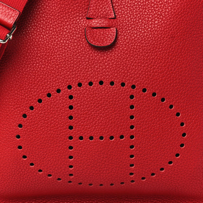 Hermes Taurillon Clemence Evelyne III PM Rouge Casaque 7 of 7