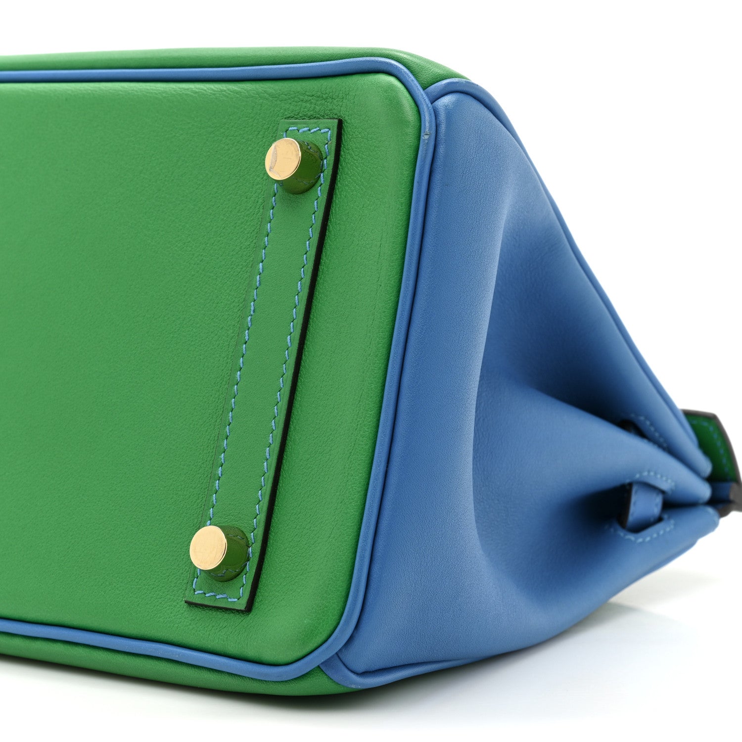Hermes Swift Horseshoe Birkin 25 Vert Vertigo Bleu Hydra 9 of 14