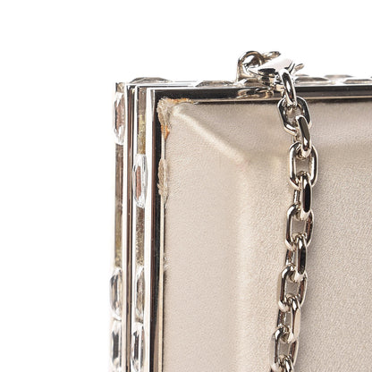 Judith Leiber Satin Crystal Framed Evening Clutch Silver 11 of 19