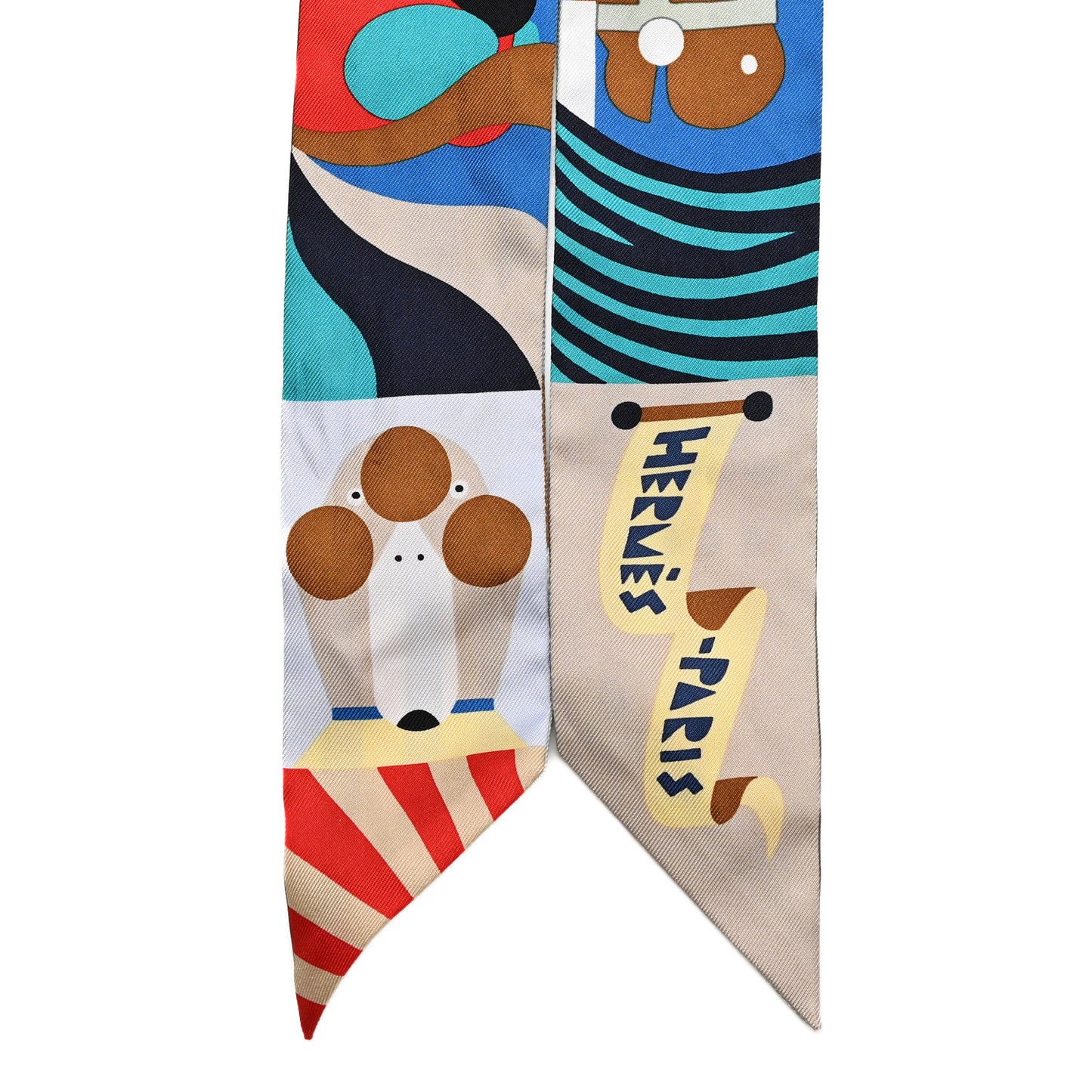 Silk Parade En Fanfare Twilly Bleu Camel Rouge