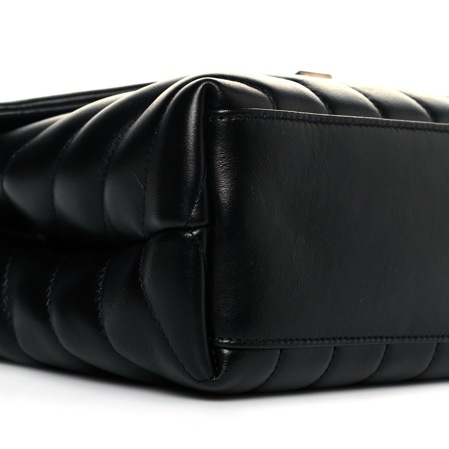 Calfskin Y Quilted Monogram Small Loulou Chain Satchel Black
