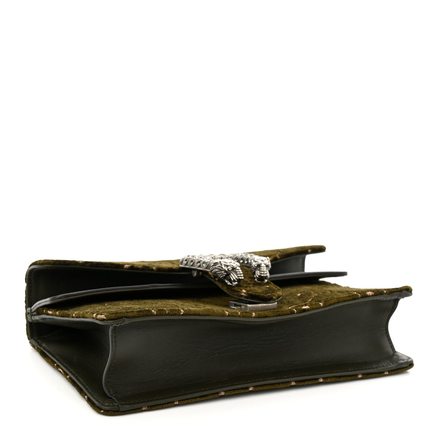 Velvet Moon Calfskin Crystal GG Monogram Small Dionysus Shoulder Bag Dark Olive Rose Gold
