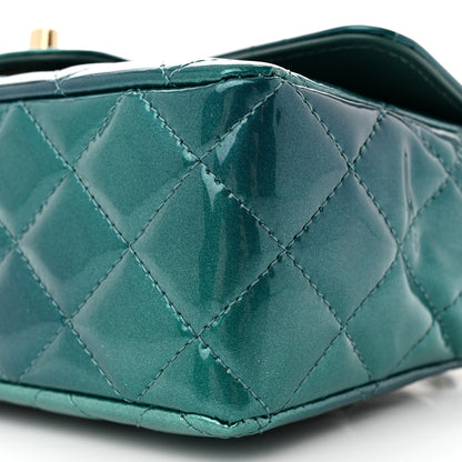 Chanel Shaded Patent Calfskin Quilted Mini Rectangular Flap Green Blue 10 of 10