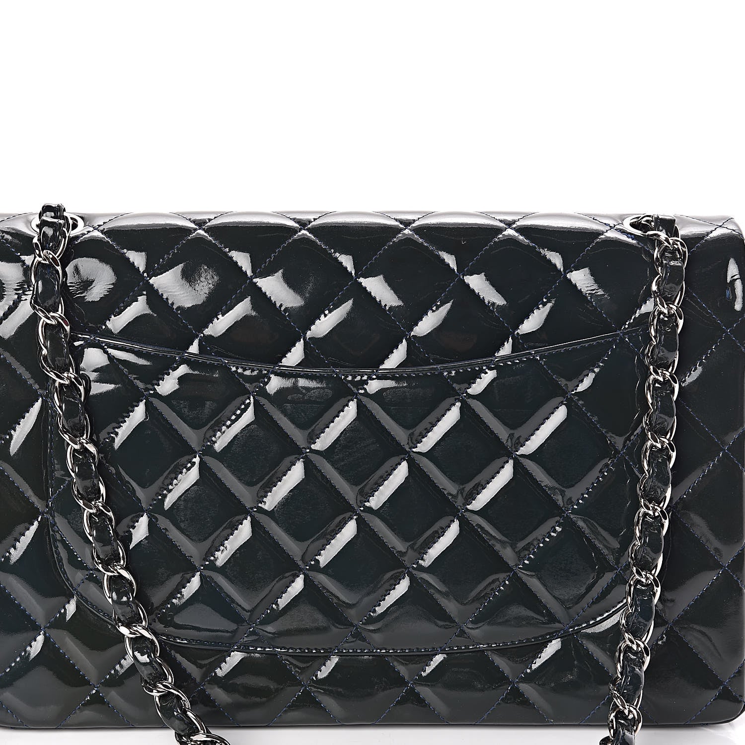 Chanel Patent Quilted Jumbo Double Flap Navy 11 of 18